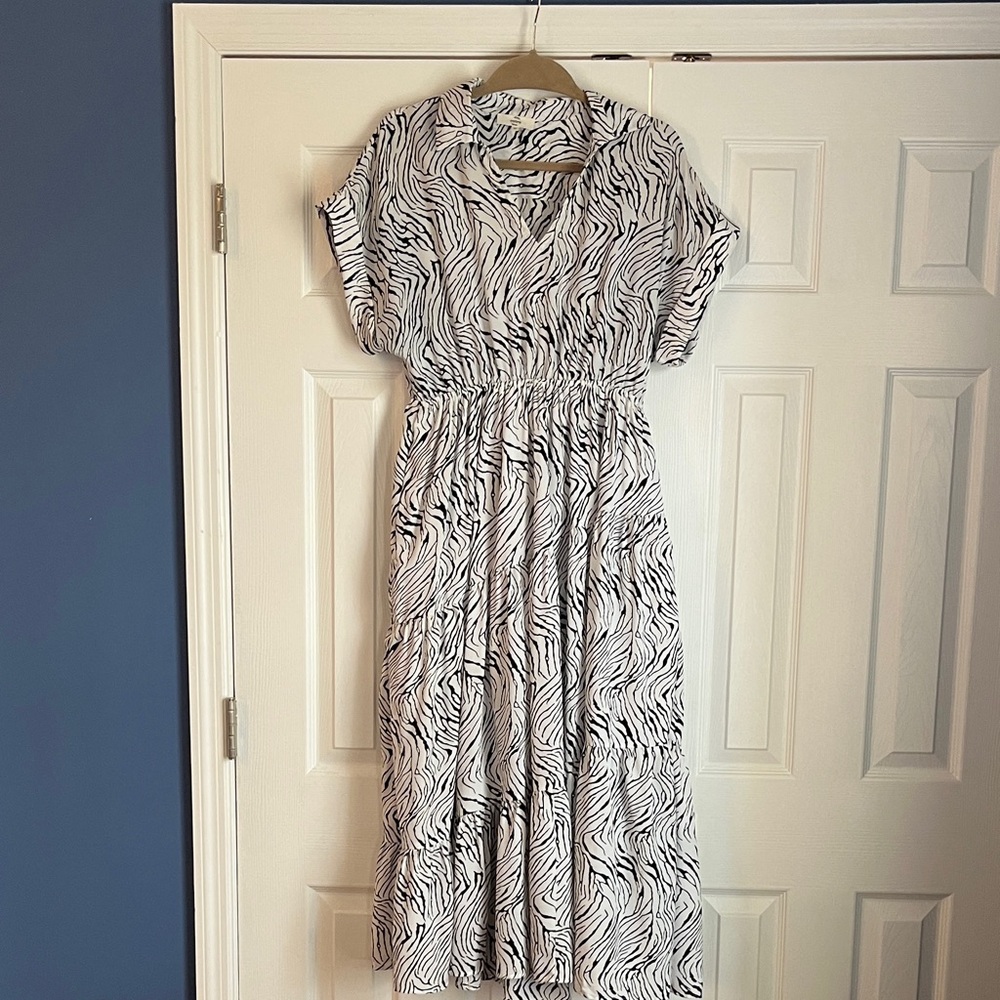 Entro Black and White Zebra Maxi Dress
